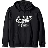 Motor City Muscle Car Detroit Novelty Vintage 1806 Throwback Zip Hoodie