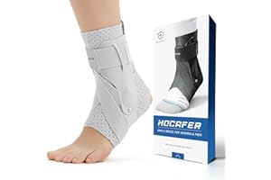 Hocafer Ankle Brace for Women & Men - Ankle Support Sprained Ankle Brace for Achilles,Tendon,Sprain,Injury Recovery,Ankle Support Brace for Running, Basketball, Football (Grey,M,Left)
