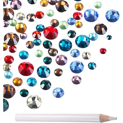 LPBeads 3456 Pieces Nail Crystals AB Nail Art Rhinestones Round Beads Flatback Glass Charms Gems Stones, 6 Sizes for Nails Decoration Makeup Clothes Shoes (Mix SS4 5 6 8 10 12, Multicolor)