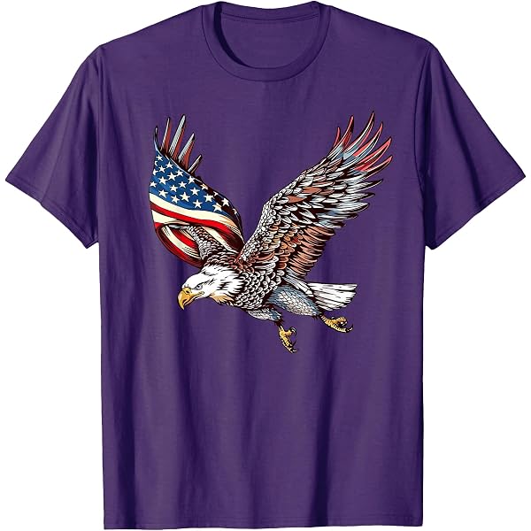 T-Shirt Uomo Bandiera USA Con Aquila Americana, Manica Corta, Stile Patriottico