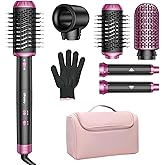 UPoetry 5 in 1 Hot Air Styler & Hair Dryer Brush, High-Speed Blow Dryer, 1300W Fast Drying Curling Without Heat Damage, Volumizing Straightening, Auto Wrap Curlers Includes Travel Storage Bag
