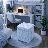 RattanView Storage Ottoman Dorm 12 Inch Blue Bow Cube Ottoman Dorm Back to School Coquette Foldable Foot Rest Stool with Lid for College Dormitory Bedroom Office