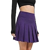 Urban CoCo Women's School Uniform Pleated Skirt with Shorts High Waisted Basic Solid Mini Skirts