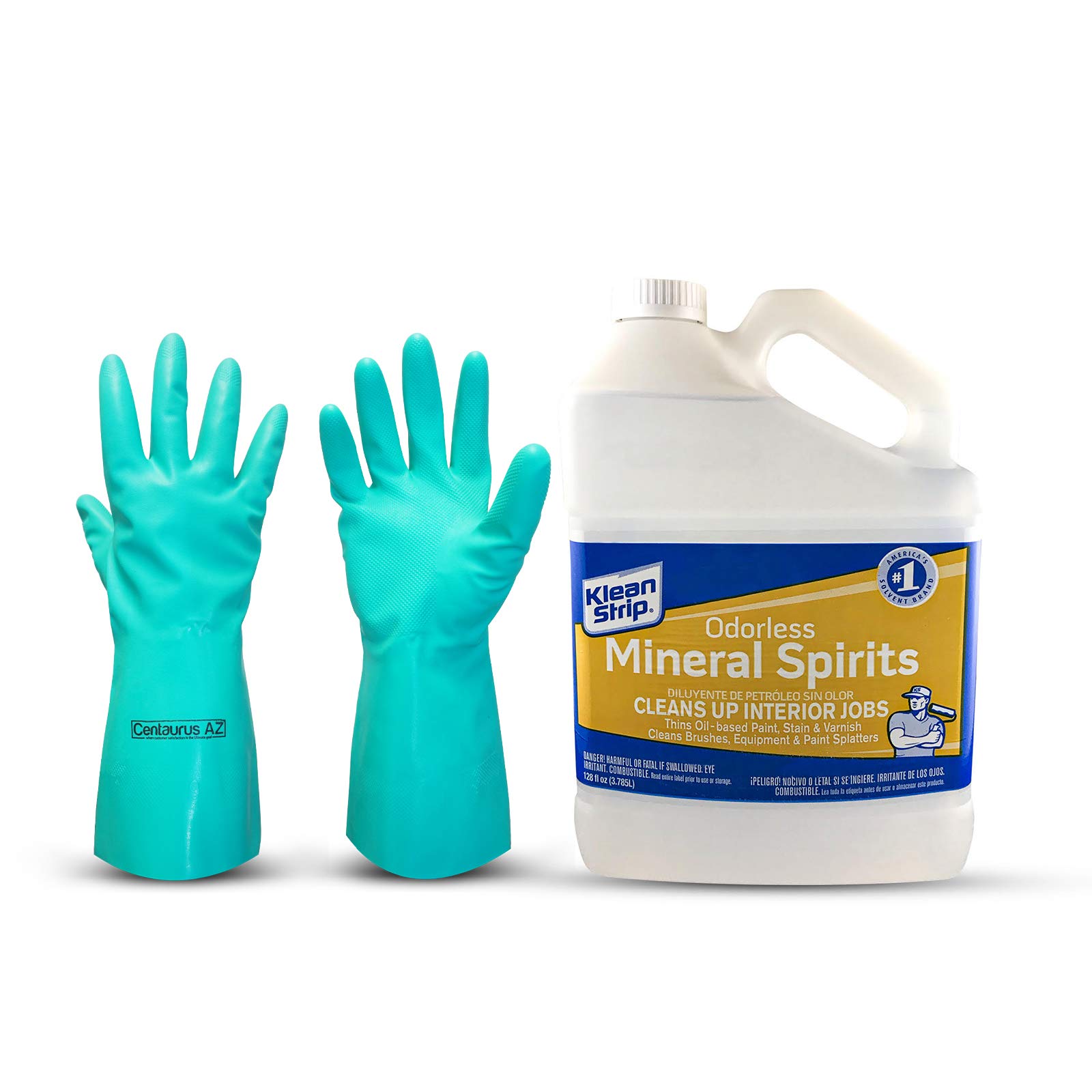 Klean Strip Odorless Mineral Spirits Non-Toxic Formula Wood Restoration Degrease Automotive Wipes Off Price Tag Residue Parts Now Comes with Chemical Resistant Gloves by Centaurus AZ, 1 Gallon
