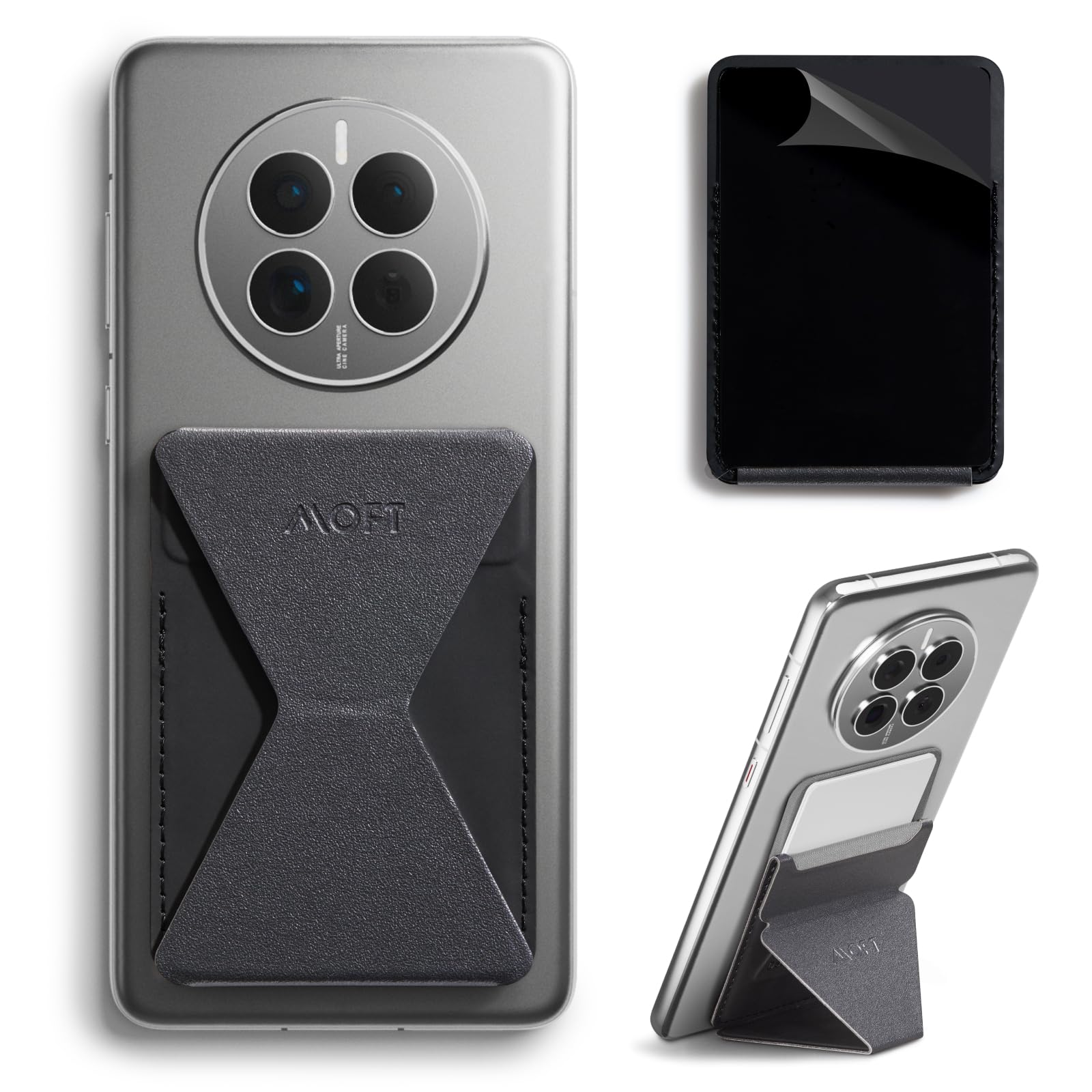 Photo 1 of MOFT Phone Stand, Adhesive Card Holder Fits 2-3 Cards, Slim & Portable Phone Wallet, 2 Viewing Angles, RFID Blocking, Compatible with iPhone, Galaxy and Most Smartphones-Starry Grey