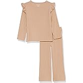 Amazon Essentials Girls and Toddlers' Wide-Rib Outfit Set, Pack of 2