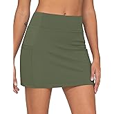 THE GYM PEOPLE Women's High Waisted Golf Skorts Tennis Mini Athletic Active Skirts Built-in Shorts with 3 Pockets