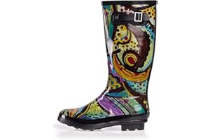 NORTY Women's Hurricane Wellie Rain Boots - High-Calf Length - Glossy Matte Waterproof Rubber Shoes
