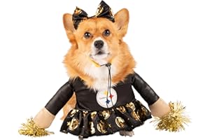 NFL Pittsburgh Steelers Officially Licensed Cheer Dog Costume by MODERN HERO Includes Dress with Faux Stuffed arms and Tinsel pom-poms and Satin Bow Headband, Size S