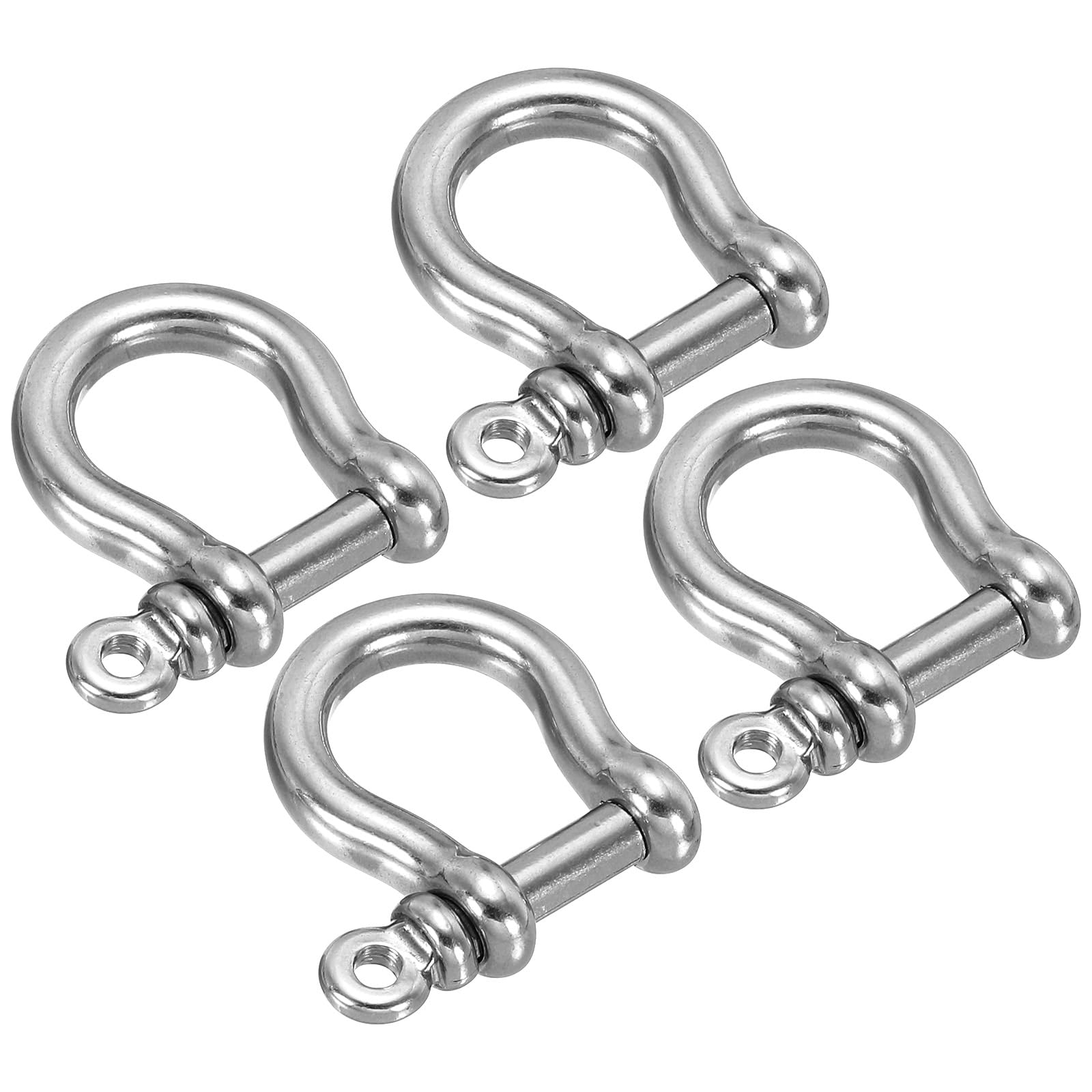 PATIKIL D-Ring Shackles, 4Pcs 5/16 Inch Inside Width Stainless Steel U Shape Small Shackle for DIY Leather Craft Replacement