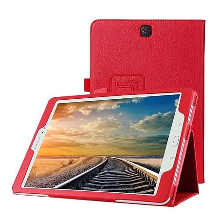 WiTa-Store Tasche für Samsung Galaxy Tab A SM-T550 T551 T555 9.7 Zoll Schutz Hülle Flip Tablet Cover Case (Rot) Neu