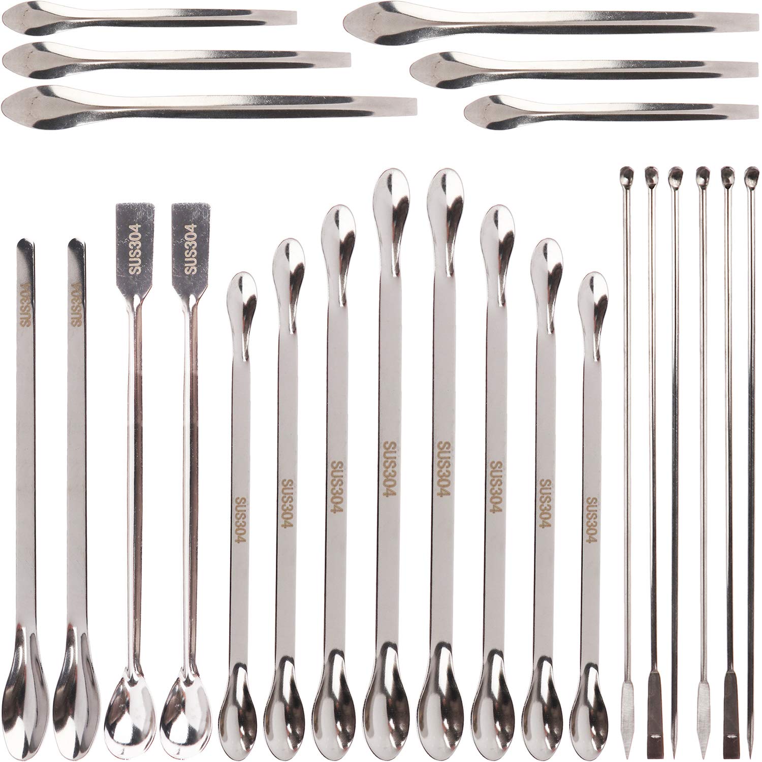 24 Pieces Stainless Steel Lab Spatula Micro Lab Scoop Stainless Steel