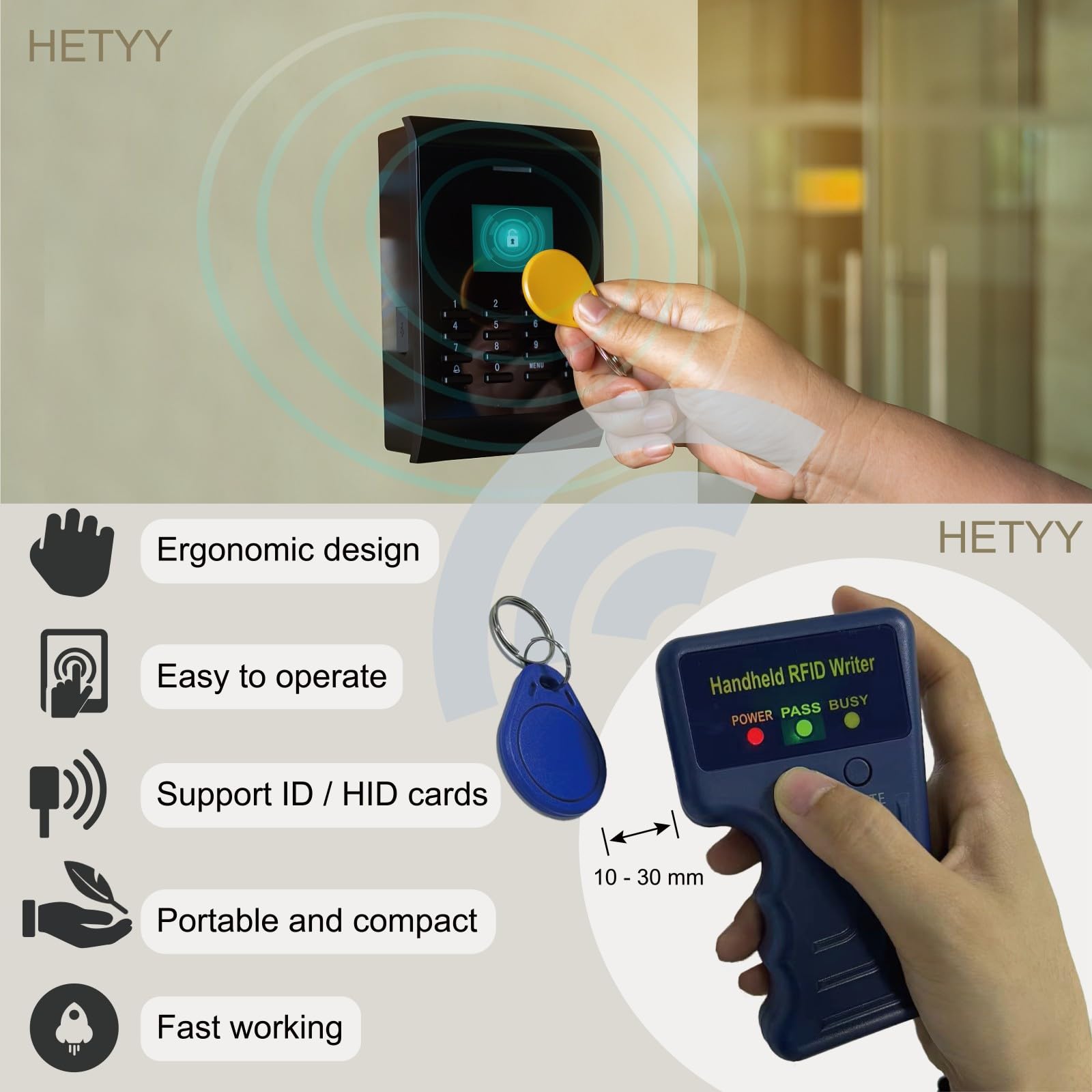 Handheld RFID Copier Smart ID Card Duplicator Used for ID IC HID Card+5pcs Mix Colors T5577 Key fobs