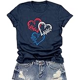 LuxLass 4th of July Shirts Women USA Patriotic T-Shirt American Flag Tee Tops