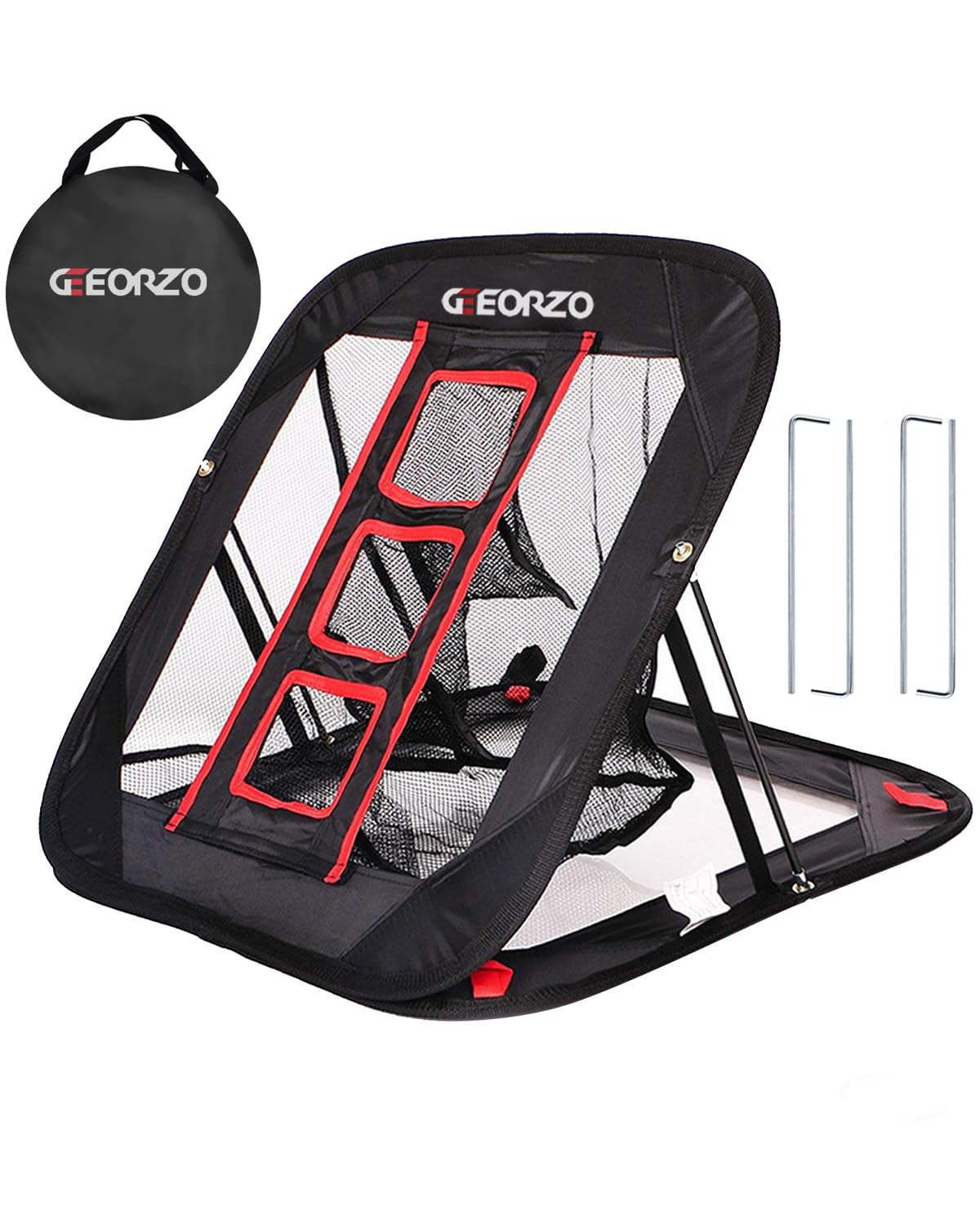 Golf Chipping Practice Net, GEEORZO Pop Up Golf Swing Training Aid for Garden Backyard Indoor Outdoor, Men Women Gift Accessories (Only Net (Black))