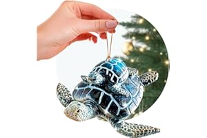 RENGÖRA Christmas Ornaments Hand-Painted Beach Christmas Ornaments 2024 Unique Christmas Ornaments Beach Christmas Decorations Coastal Christmas Ornaments Stocking Stuffers for Sea Lovers - Sea Turtle