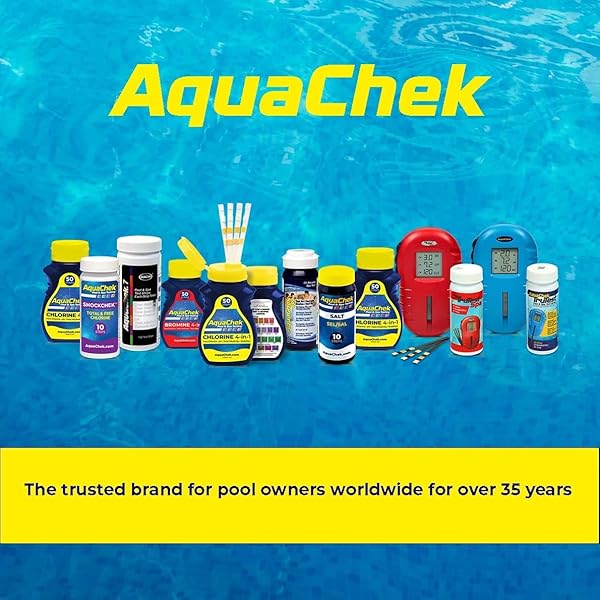 AQUACHEK SALT TEST STRIP TITRATORS FOR POOLS – SALT WATER POOL TEST STRIPS FOR SODIUM CHLORIDE – QUICK AND ACCURATE RESULTS – PROFESSIONAL WATER QUALITY TESTING KIT (10 STRIPS)