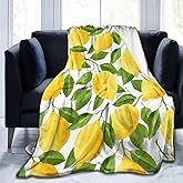 Lemon Yellow Green Watercolor Blanket, Soft Blankets Flannel Bed Throw Cozy Lightweight Plush Gifts for Women Men Boys Girls Kids Sofa Couch Bedroom Living Rooms Warm All Season, Home Decor, 60"x50"