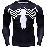 TIMWOODER Men's Compression Shirt, Soft Long Sleeve 3D Print Fitness Sports Running Gym T-Shirt