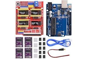 DAOKI CNC Shield V3.0 Expansion Board Kit with Board for Arduino, 4PCS DRV8825 Stepper Motor Driver and Heatsink, 10PCS Jumpe
