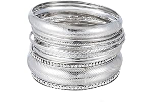 FUNOJOY Gold Bangle Bracelets for Women,14K Gold Plated Boho Indian Multi Stackable Bracelets Gold Bangles For Women Jewelry Gifts