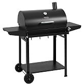 Royal Gourmet CC1830T Barrel Charcoal Grill, Front Storage Basket, Hooks | Outdoor BBQ Grill, 585 sq. in., Double Shelves, Spacious Bottom Shelf, Grilling for Backyard Barbecue Cooking Party, Black