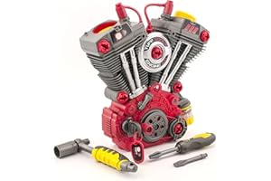 Lanard Tuff Tools: Engine Overhaul - 25 pc Playset, Lights & Sounds, Motorcycle Engine Building Set, Realistic Mechanic Toy, Kids Ages 3+