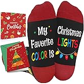 HAPPYPOP Christmas Kids Gifts - Light Up Santa Candy Cane Socks with Greeting Card
