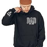 Hee-Roes Custom Dad Hoodie with Kids Name Personalized Dad Sweatshirt New Dad Shirts for Men New Baby Girl Daddy Est 2026 Hoody for Dad Birthday from Daughter Men