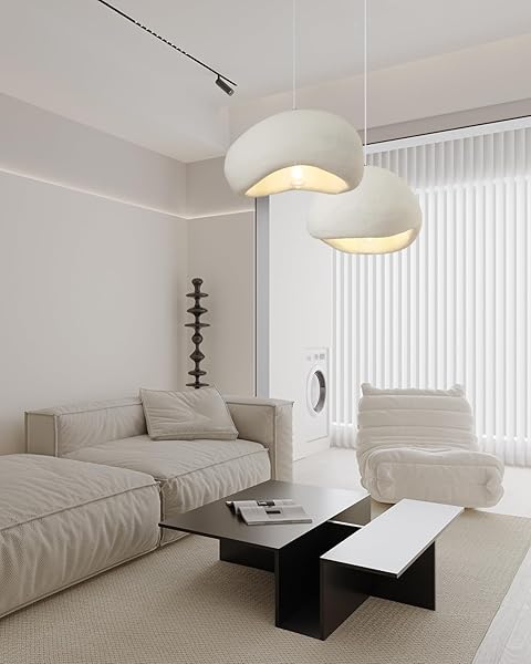 WILON DINING ROOM LIGHT FIXTURE, 19.7” WABI SABI PENDANT LIGHT, BIRD NEST SHAPE LIGHTING FIXTURE WITH E26 BASE, KITCHEN PENDANT LIGHTING OVER ISLAND, JAPANESE CEILING FIXTURE FOR DINING ROOM, BEDROOM