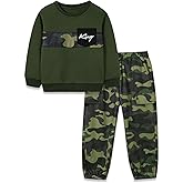 Coco&RARA Boys Clothes Outfits Toddler Long Sleeve Color Block Sweatshirt and Cargo Pants Fall Winter 2PCS Set 2-8 Years
