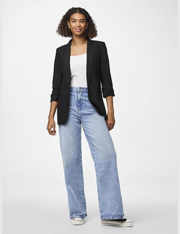Pcboss 3/4 Blazer Noos, Chaqueta de traje Mujer, Negro (Black Black), 42 (Talla del fabricante: Large)