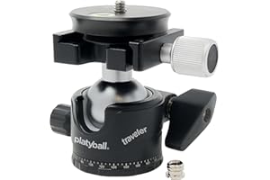 Platyball Traveler Professional Ball Head, 15 lb Capacity, 360° Pan, Arca Compatible, with Quick Release Plate.