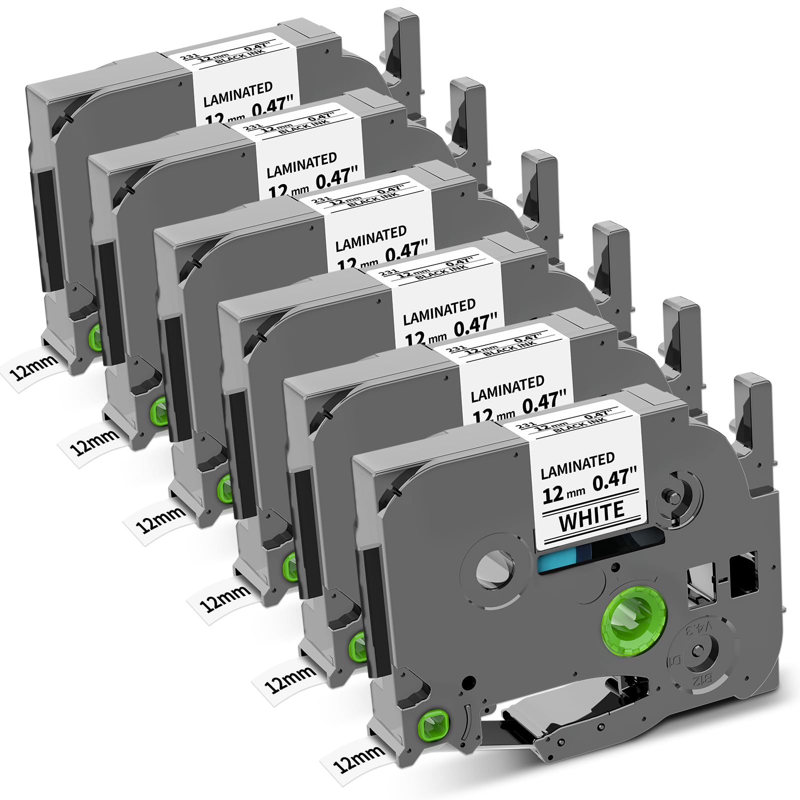Photo 1 of COLORWING Replace for Brother Label Maker Tape TZ 12mm 0.47 Laminated White TZe-231 TZe231 P Touch Label Tape 1/2" x 23' for Brother PTouch PT-D210 D220 H110 D400 D610 1280, Black on White, 6Pk