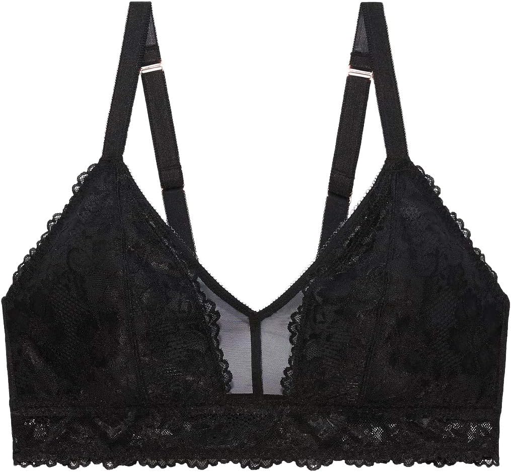 Women's Curvy Floral Lace and Mesh Bralette