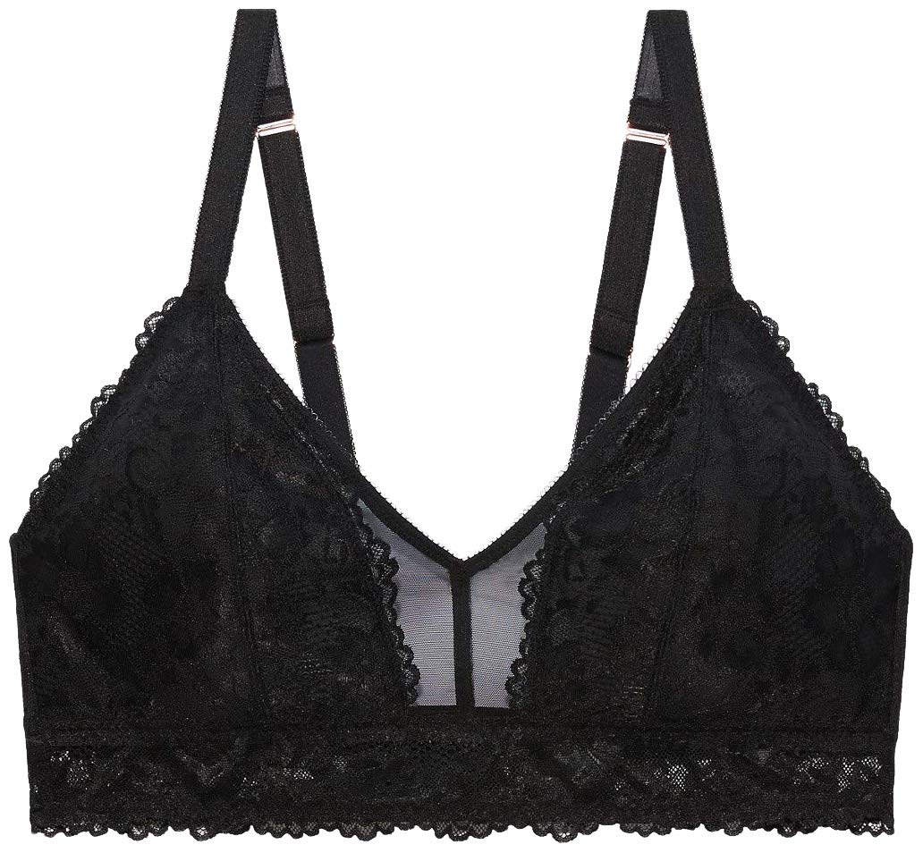 Women's Curvy Floral Lace and Mesh Bralette