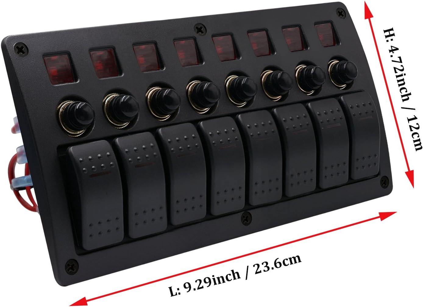 WUPP Boat Rocker Switch Panel Waterproof 8 Gang 3PIN & Circuit Breaker Overload Protection LED Switch Panel DC12/24V ON-Off Aluminium Switches for Marine RV Car Truck Trailer, Christmas Gift Idea: Industrial & Scientific