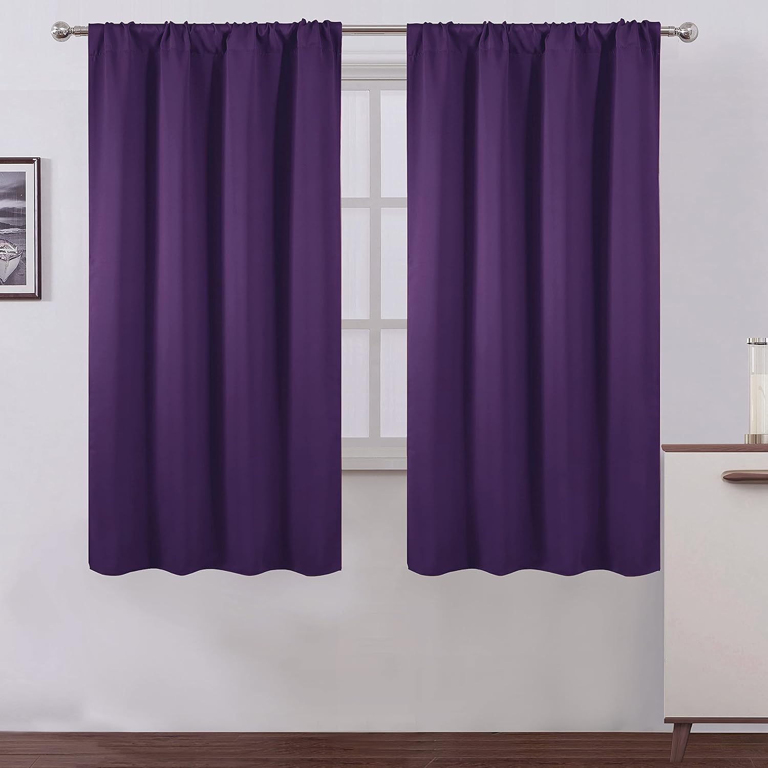 Window Treatments - LEMOMO Purple Blackout Curtains/42 x 63 Inch/Set of 2 Panels Room Darkening Curtains for Bedroom