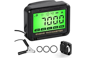 HFWHOK Small Engine Tachometer, Tachometer for Small Engines,Digital Tachometer, Motorcycle, Chainsaw, Lawn Mower, Snowmobile, Kart, Marine, ATV, Boat - RPM Meter and Hour Gauge