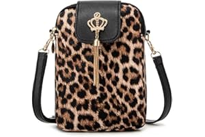 WSTWYC Leopard print cell phone purse for women,Lightweight Small crossbody zipper purse wallet smart phone with credit card