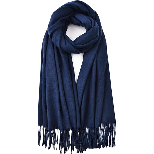 Green Scarf Women, Warm Scarf Soft Cashmere Solid Color Tassel