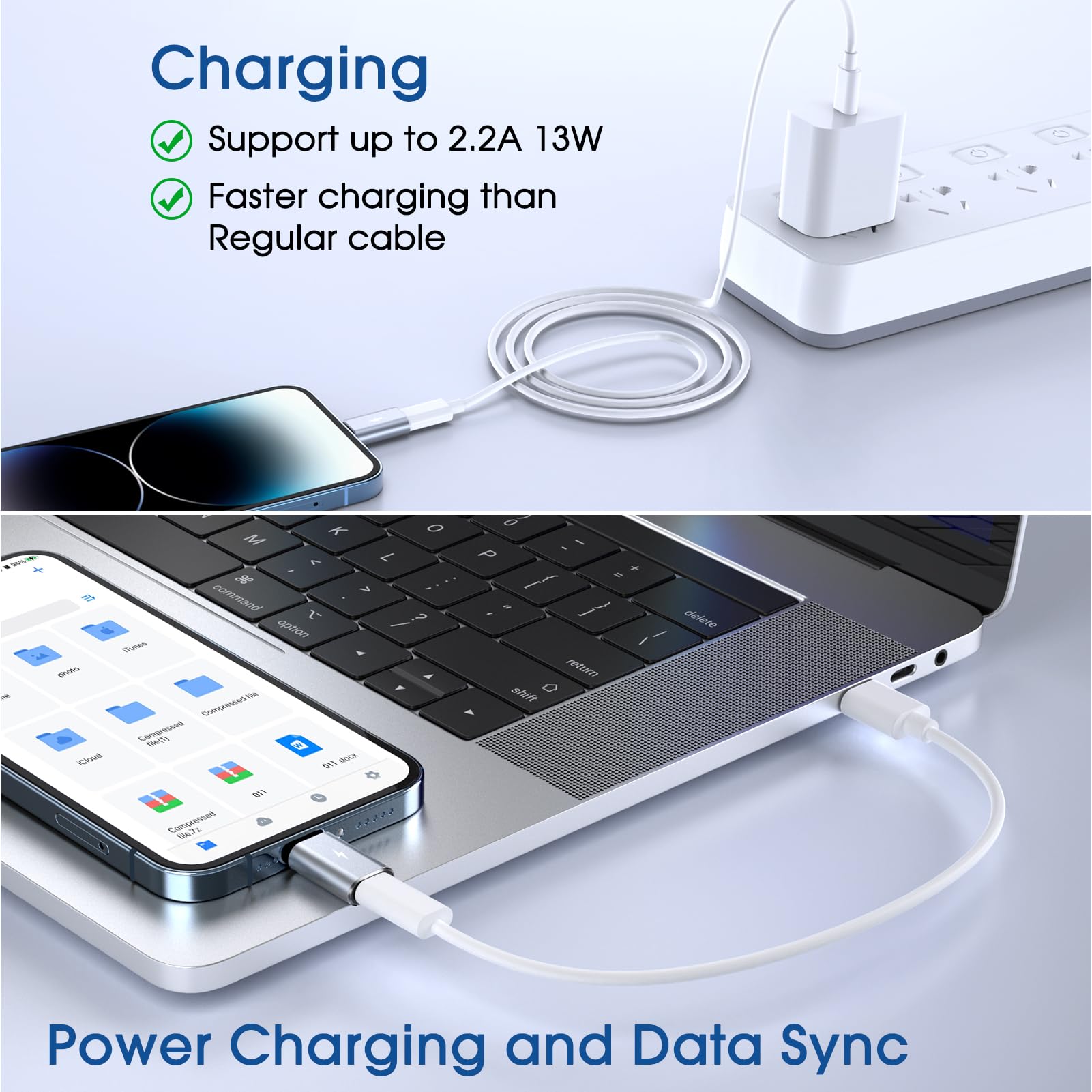 TechMatte Female USB C to Male Lightning Adapter 2 Pack 2.2A Charging Data Transfer, Compatible with iPhone 14, 13, 12, 11 Xs iPad iPod AirPods, Not for Audio Headphones/OTG Firewire Anti-Lost, Grey