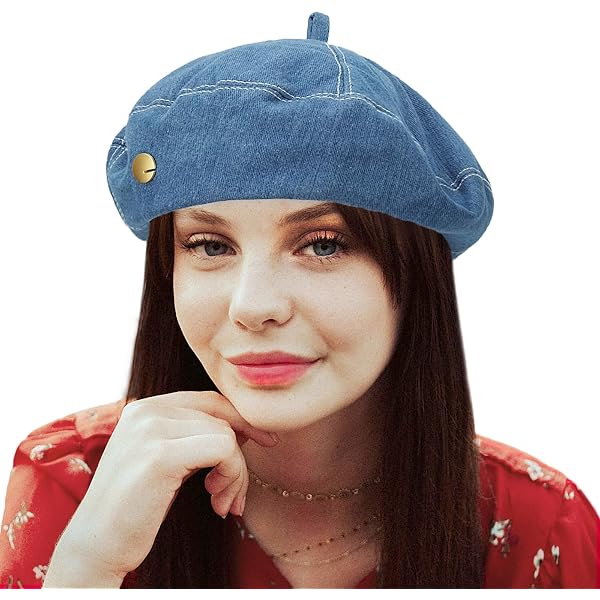 Floral French Style Beret Hat Denim Painter Cap Dress Beanie  display picture 3