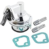 SBC Mechanical High Volume Fuel Pump Kit, For Chevy Small Block V8, Chrome | Includes Inlet Outlet Fittings &amp; Gaskets, Rotating Housing for Flexible Fitment, Two Valve Design for Reliable Fuel Delivery