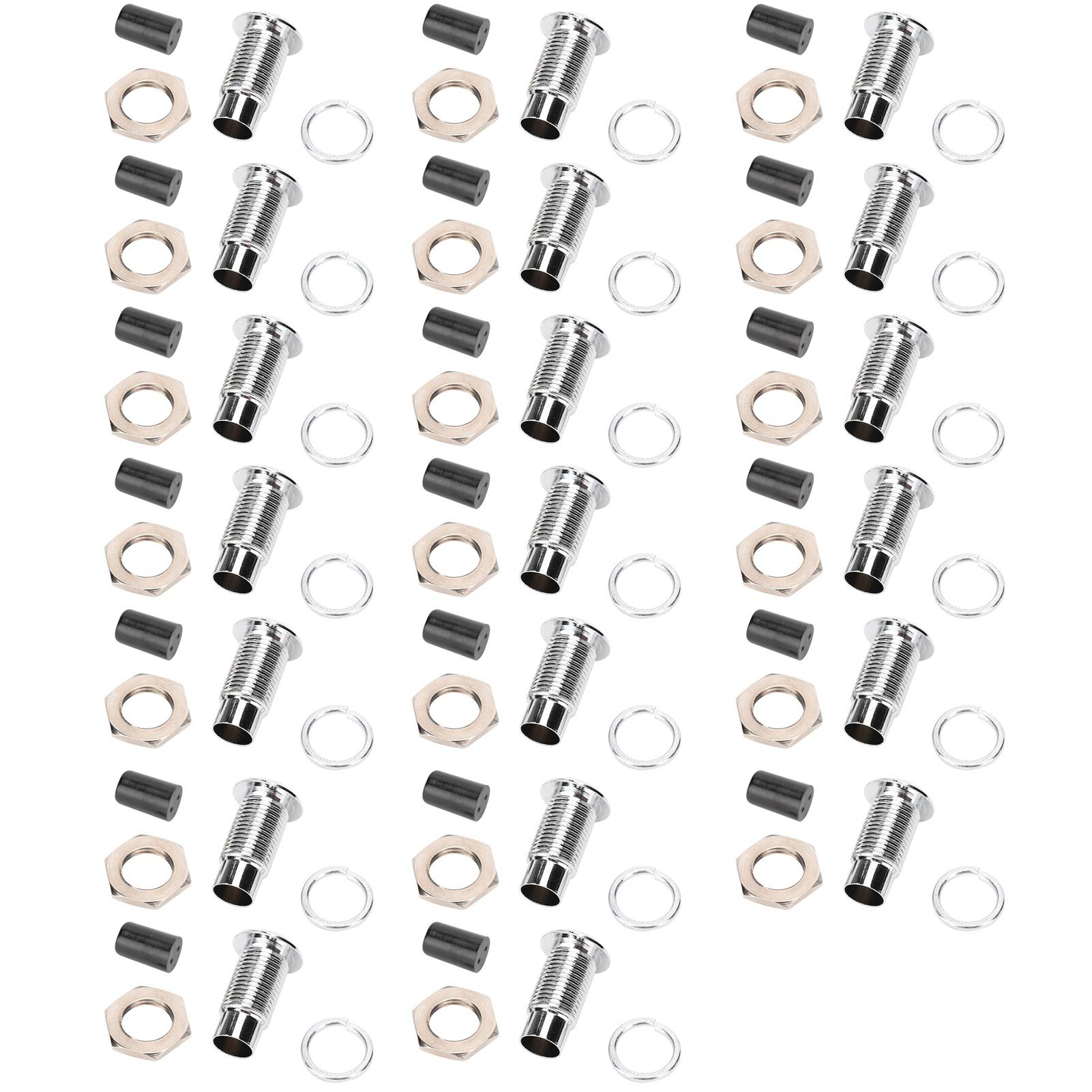 5mm LED Flat Socket Panel Mount, Brass, Silver Thread, 8mm Diameter, 20 Pieces, for Home Automotive Industrial Commercial Applications