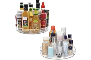 2 Pack Large Lazy Susan Rotating Turntable Organizer - for Kitchen/Bathroom, Pantry, Cabinet, Fridge, Countertop, Vanity - Cl