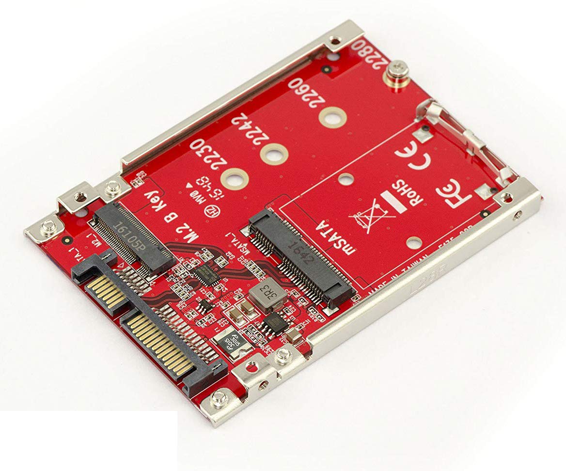 KALEA-INFORMATIQUE Adapter for SSD M2 NGFF SATA B or B+M Key and/or SSD mSATA to SATA, with chassis