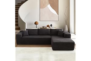 ovios Modern Minimalist 104" L-Shape Couch with Chaise,Modular Sectional Sofa with Cloud Deep Seat, Convertible Upholstered Couches for Living Room Bedroom,No Assembly Required (Black)