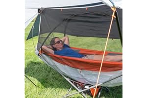 Republic of Durable Goods Portable Hammock with Stand Included Compact Folding Camping Hammock Stand with Shade Canopy,Mosquito Net for Travel Car Camping Mock One Hammock Chair Foldable,Orange