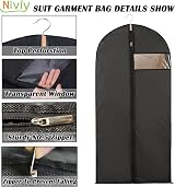 Niviy Dress Bags 60x160cm Long Coat Covers 5 Pack Moisture-Proof Zippered view 2